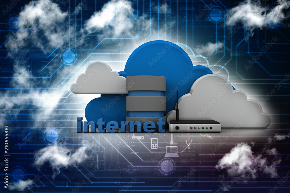 Poster 3d rendering network and internet communication concept