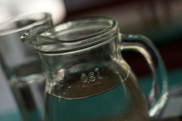 A jug of water close up