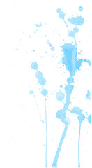 Obraz premium Blue watercolor splashes and blots on white background. Ink painting. Hand drawn illustration. Abstract watercolor artwork. 