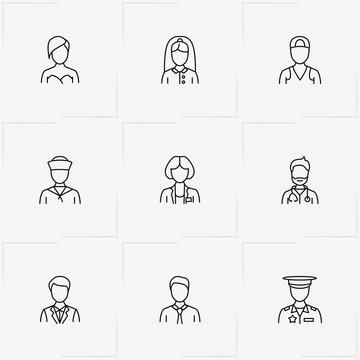 People line icon set with young man , sailor and boy with cap