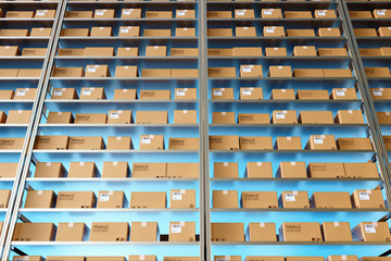 The express package is on the shelf.3d rendering warehouse.