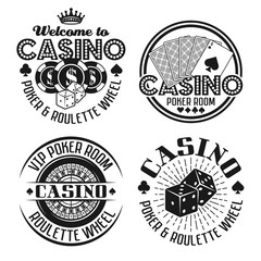 Casino and gambling four vector black emblems