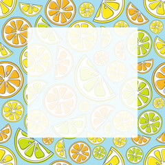 Poster with citrus fruits and copyspace. Vector.