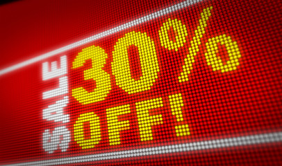 Sale title on LED screen