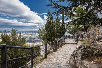 Panoramic view of the city from the castle of Santa Catalina, taken in Jaen, Andalucia, Spain