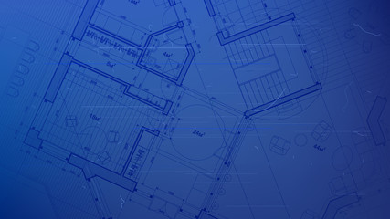 vector architectural plan - abstract architectural blueprint of a modern residential building / technology, industry, business concept illustration: real estate, building, construction & architecture