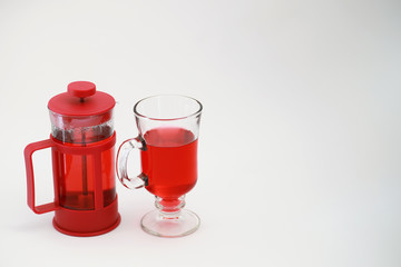 Female drink red warm tea