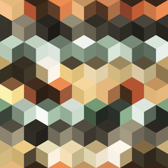 Hexagon grid seamless vector background. Bright polygons with six corners geometric graphic design. Trendy colors hexagon cells pattern for game background. Hexagonal shapes modern backdrop.