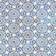 Native batik seamless watercolor artistic boho style colorful square pattern.