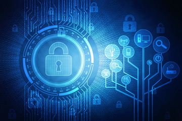 2d illustration Safety concept: Closed Padlock on digital background
