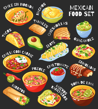 Mexican Food Set Chalkboard 