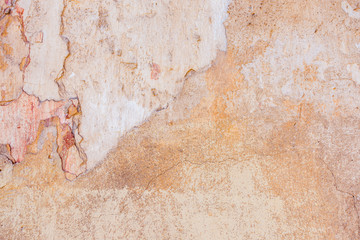Old Cracked Weathered Shabby Plastered Peeled Wall Background.