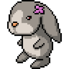 Fototapeta premium vector pixel art rabbit doll