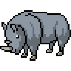 Obraz premium vector pixel art rhinoceros