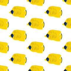 Fototapeta premium Chaetodon auriga Butterflyfish seamless pattern
