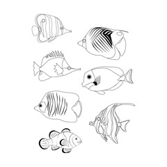 Tropic coral fish coloring pages