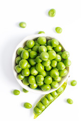 Healthy Food concept Organic green pea on white background with copy space
