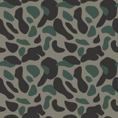 Camouflage pattern background seamless vector illustration. Classic military clothing style. Camo repeat texture shirt print. Grey khaki navy olive colors marines texture