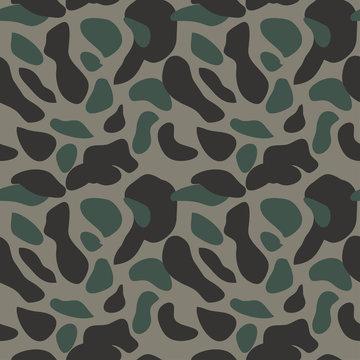 Camouflage pattern background seamless vector illustration. Classic military clothing style. Camo repeat texture shirt print. Grey khaki navy olive colors marines texture