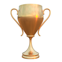 Golden trophy or gold cup isolated on white background