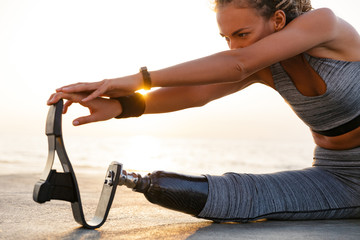 Cropped image of disabled athlete woman