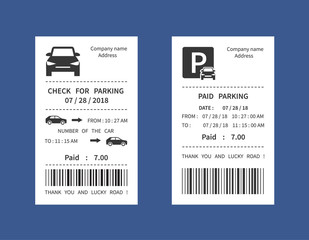 Parking ticket, money penalty receipt vector illustration isolated