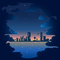 Fototapeta premium night clouds and sea background