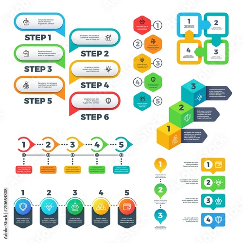 infographic charts bar graphs steps and options elements