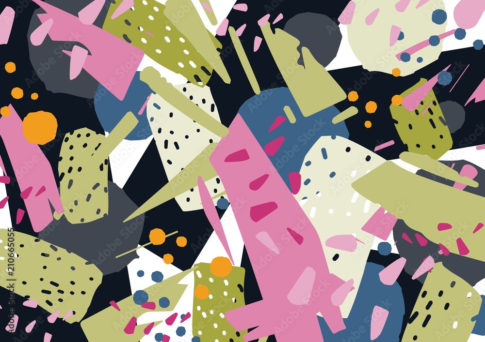 Aufkleber unusual horizontal backdrop with colorful abstract stains, smears, splinters or fractions. bright co