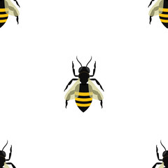Seamless pattern with bees in chess sequence on white background - 210665290