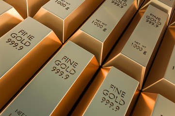 Gold bars or ingot - financial success and investment concept