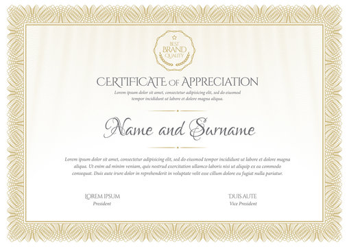 Certificate. Template Diploma Currency Border. Award Background Gift Voucher.