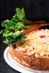 a delicious, summery rhubarb cake with crumble