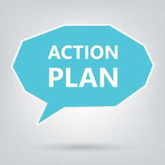 action plan written on speech bubble- vector illustration