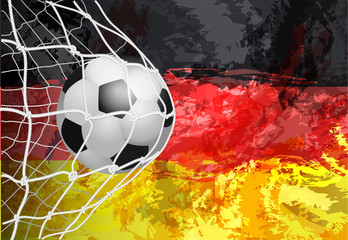 Soccer Goal. German flag with a soccer ball in a net.