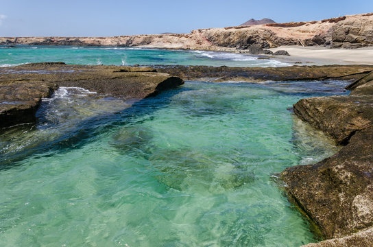 landscape. Ocean and natural pool. Fuerteventura.