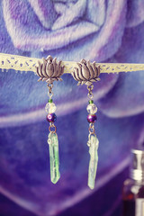 Natural crystal quartz druzy earrings