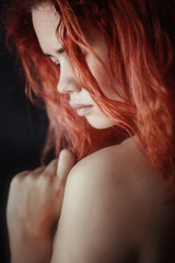 Obraz premium sexual woman portrait in darkness