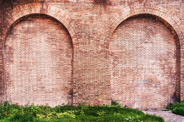 Obraz premium old red brick wall of Roman Forum. texture background
