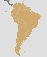 Political blank South America Map vector illustration. Editable and clearly labeled layers.