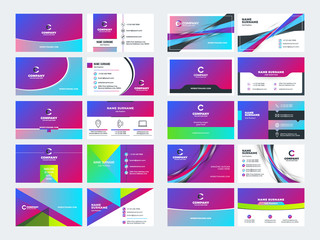 Double sided business card templates. Stationery design vector set. Vector illustration