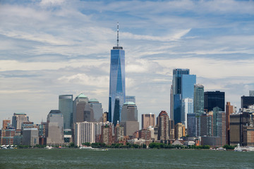 Fototapeta na wymiar New York City , Lower Manhattan View of One World Trade Center and Surrounding Skyscraper Buildings