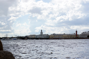 View of the Neva River in St. Petersburg from the embankment