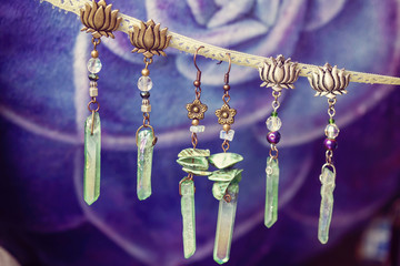 Natural crystal quartz druzy earrings