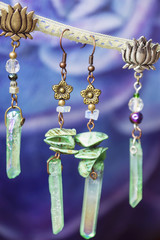 Natural crystal quartz druzy earrings
