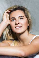 Obraz premium Portrait of young sexy blonde hair beautiful girl