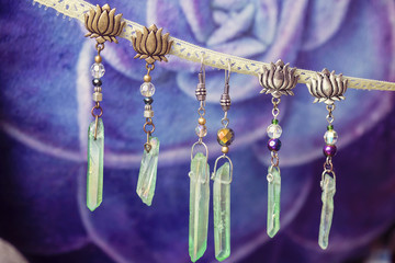 Natural crystal quartz druzy earrings