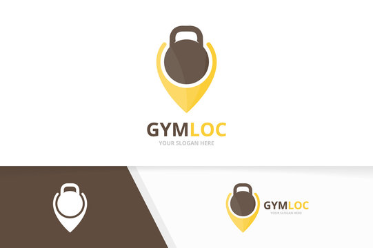 Fitness gps map pin pointer Gym logo design template, design for