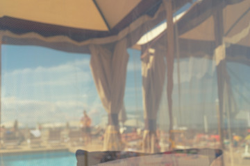 Beach with pool on a summer day