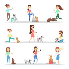 People with dogs set.